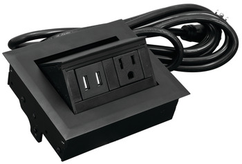 Hide-A-Dock Power/Data Station, 1 AC Outlet, 2 USB Ports ...