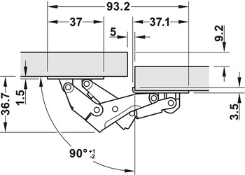 Stay flap hinge, CH 150, For flaps up to 1.4 kg