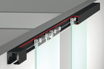 Sliding Door Hardware, Häfele Slido D-Line12 50F / 80F, additional fitting with symmetrical opening, glass