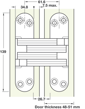 Concealed Hinge, Soss, Invisible Hinge, 180°  Opening Angle