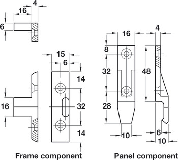 Suspension Fitting, Häfele Keku EH, panel and frame component