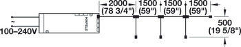 4-way Extension Lead, Häfele Loox, 2-pole (monochrom)