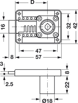 Deadbolt Rim Lock, Backset 15 - 40 mm, Symo 3000