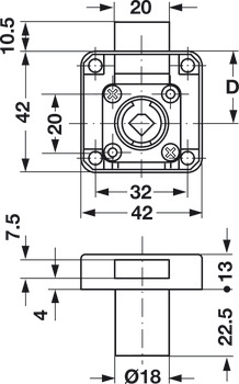 Spring Bolt Rim Lock, 25 mm (1) Backset