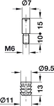 Locking bolt, for profile rod espagnolette lock, with M6 thread
