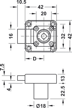 Spring Bolt Rim Lock, 25 mm (1) Backset