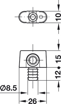 Rod guide, for profile rod espagnolette lock, for press fitting