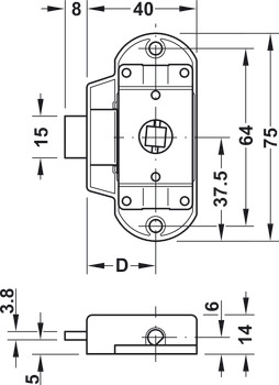 Espagnolette lock, 30 mm modular system, Piccolo-Nova