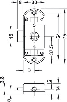 Espagnolette lock, 30 mm modular system, Piccolo-Nova