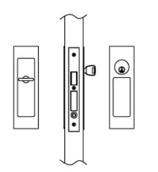 Sliding/Pocket Door Lock, Entry with Single Cylinder