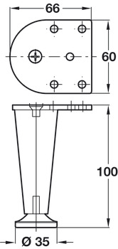Furniture Foot, Aluminum, 100 mm (4)