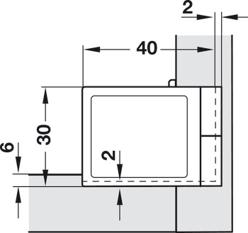 Glass door hinge, Opening angle 170°, full overlay mounting