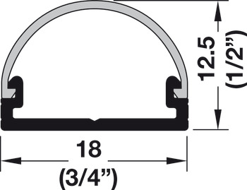 Aluminum Profile, Häfele Loox Drawer Profile 2194, for LED Strip Lights