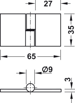 Glass Door Hinge, Opening angle 180°, for all-glass constructions