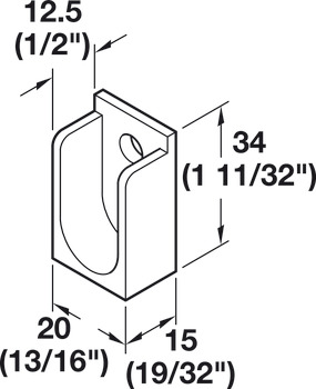 Wardrobe Tube Support, for Screw Mounted on Side Panel