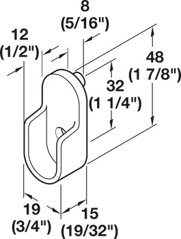 Wardrobe Tube Support with Dowels, for Oval Wardrobe Tubes