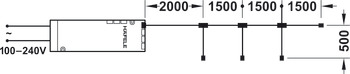 4-way Extension Lead, Häfele Loox, 2-pole (monochrom)