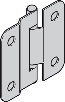 Connecting hinge, cranked, with fixed steel pin