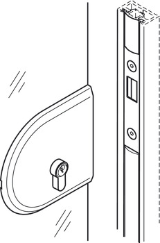 Glass Door Lock, Toplock for European Profile Cylinder