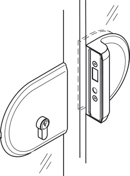 Glass Door Lock, Toplock for European Profile Cylinder