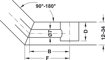 Miter Joint Connector, with joint, for installation on one side, M6 thread