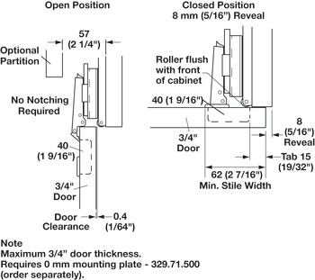 Pocket Door System, Accuride 1432  (Hinges not Included)