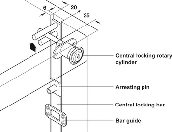 Central Locking Bar, for Central Locking Rotary Cylinder