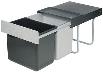 Two compartment waste bin, 2 x 18 litres, Hailo 3640-00 space saving waste bins