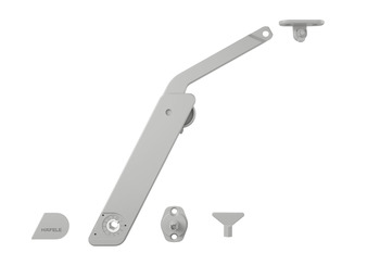 Swing-Up Fitting Complete Set, Free Flap H 1.5, Plastic with Plastic Support Arm