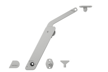 Swing-Up Fitting Complete Set, Free Flap H 1.5, Plastic with Plastic Support Arm