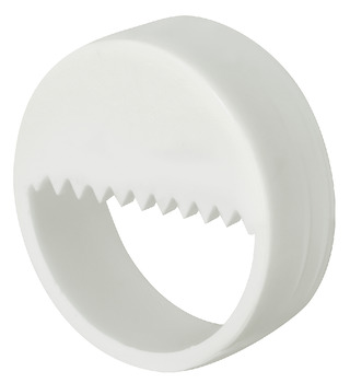 Suspension fitting, for mounting in drilled hole, with serrated edge