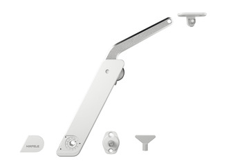 Swing-Up Fitting Complete Set, Free Flap H 1.5, Plastic with Metal Support Arm
