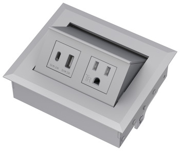 Hide-A-Dock Power/Data Station, 1 AC Outlet, 2 USB Ports