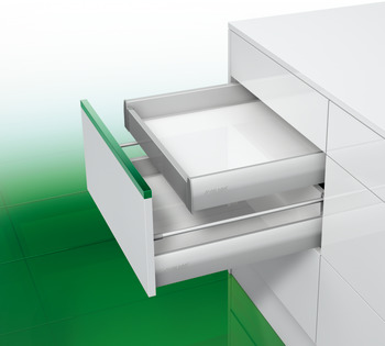 Support de façade, pour façade de tiroir à l'anglaise, système de côtés de tiroir coulissant Grass Nova Pro Deluxe, hauteur 90 mm