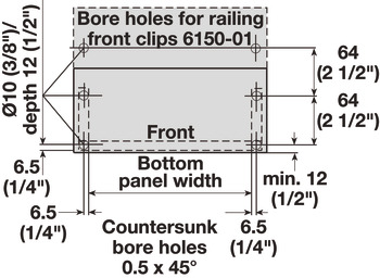 système de tiroir en métal à paroi simple, Côtés de tiroir Grass 6236 (hauteur du côté : 5 7/8)