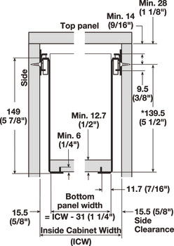 système de tiroir en métal à paroi simple, Côtés de tiroir Grass 6236 (hauteur du côté : 5 7/8)