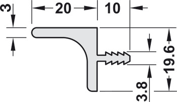 Profilé de fond de tiroir, Aluminium, longueur 2500 mm