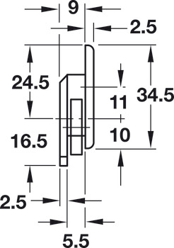 Galet inférieur, avec réglage de la hauteur de +/- 1 mm (3/64)