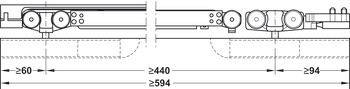 Quincaillerie pour portes coulissantes, Häfele Slido D-Line11 50I / 80I / 120I, garniture sans rail de roulement pour 1 vantail