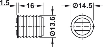 Loquet magnétique, Puissance de tenue 2,5 à 3,5 kg (5,5 lb - 7,7 lb), pour trou de perçage de 13,6 mm (17/32)