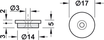 Niveleur de base, Rond, pour montage avec vis sur les surfaces, pour insert d’un Ø de 17 à 25 mm (11/16– 31/32)