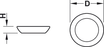 Niveleur de base, rond, à appuyer/à enfoncer, Ø 20–24 mm