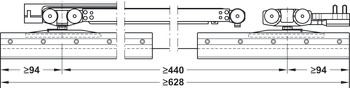 Garnitures pour portes coulissantes, Häfele Slido Classic 40-L / 80-L / 120-L, garniture sans rail de roulement