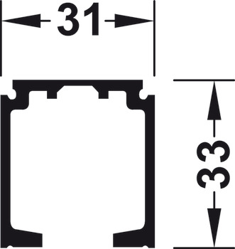 Rail de roulement simple, Prépercé, L X H : 31 x 33 mm (1 1/4 x 1 5/16)