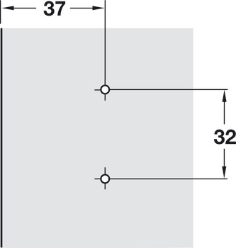 Plaque de montage en forme de croix, Häfele Duomatic A, acier, avec vis pour panneau d’aggloméré, écartement de bord 37 mm (1 7/16)
