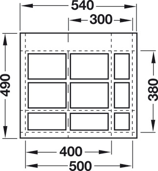 Modules de rangement pour tiroirs médicaux, Profondeur, 57 mm