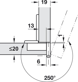 Paumelle pour portes architecturales, Aximat 100 A, pour montage à ferrage en applique, jeu de 6 mm (1/4)