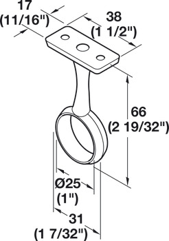 Support central, pour tringle de garde-robe ronde de Ø25 mm (1)