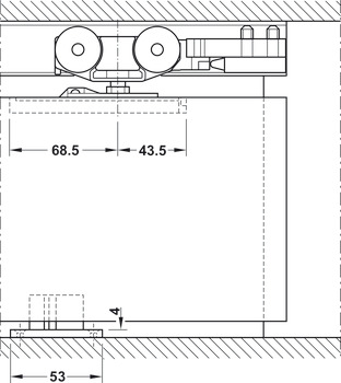 Garnitures pour portes coulissantes, Häfele Slido D-Line11 50C / 80C / 120C, garniture sans rail de roulement
