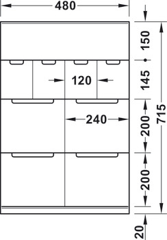 Rangement en feutre, pour système coulissant multifonction Häfele Dresscode, avec 8 compartiments